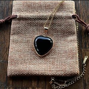 Black Onyx Heart Pendant Onyx Necklace Minimalist Crystal Necklace